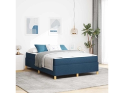 Vidaxl Estrutura Da Cama Azul 140 X 190 Cm Tecido