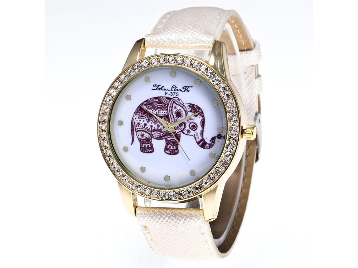 Relógio de Pulseira de Quartzo com Pulseira Pu, Mostrador Redondo, Estilo Moderno e Elegante (branco)