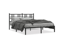 Bed Frame, Bed Frames Vidaxl Preto Aço (150 X 200 Cm)