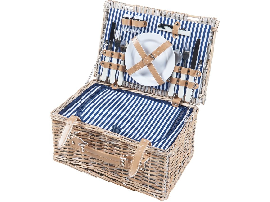 Lumparland Cesto de Piquenique para 2 Pessoas com Caixa Térmica 40X28X20Cm Branco / Azul CASA.PRO
