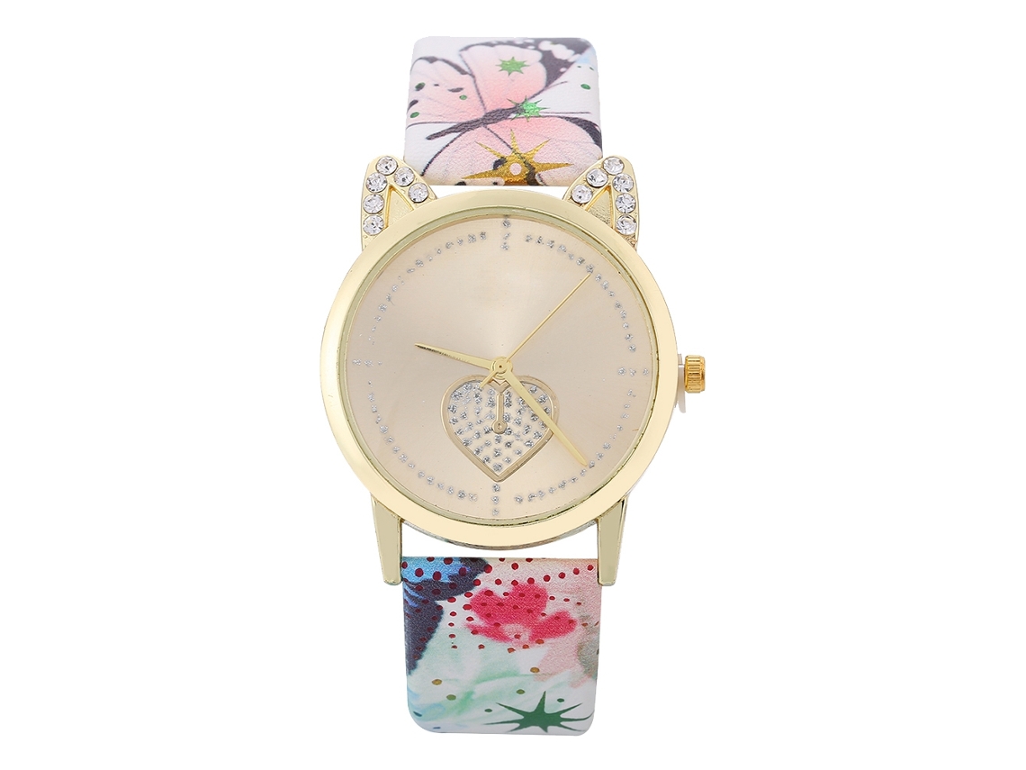 Relógio de Pulso Feminino Fashion de Quartzo com Strass Simples e Pulseira Pu Verde