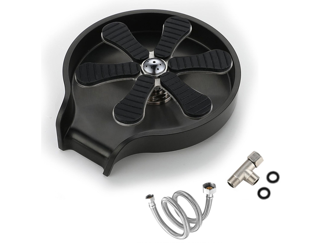 Limpador de Vidro Lavador de Copos de Seis Folhas Base de Abs Preta Mangueira Conector de Três Vias de 1/2 ZMDECQNA