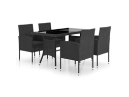 Maison Exclusive - 5 Pcs Conjunto De Jantar Para Jardim Vime Pe Preto