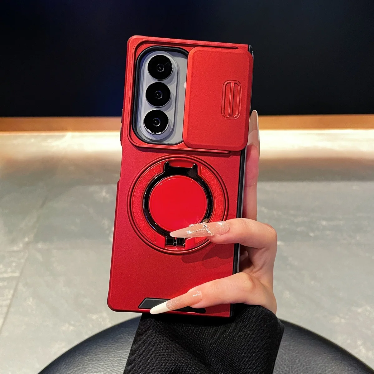 Capa Magnética Deslizante Para Celular (galaxy Z Flip 8 Vermelha), Resistente A Impactos.