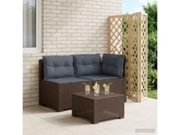 Vidaxl Sofá De Jardim 2 Lugares Com Almofadas Look Rattan Pp Castanho