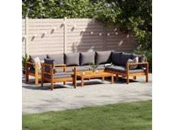 6 Pcs Conjunto De Sofás De Jardim Com Almofadões Acácia Maciça Dkd Home Decor