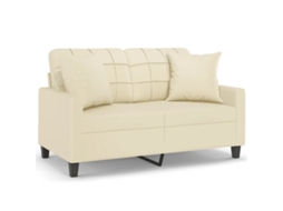 Maison Exclusive - Sofá 2 Lugares + Almofadas Decorativas 120cm Couro Artif. Creme
