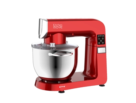 Robô de Cozinha KITCHEN MOVE Desenho Vintage Vermelho Taça De Aço Inoxidável 1800W 6,5L Elton Creme De Marfim
