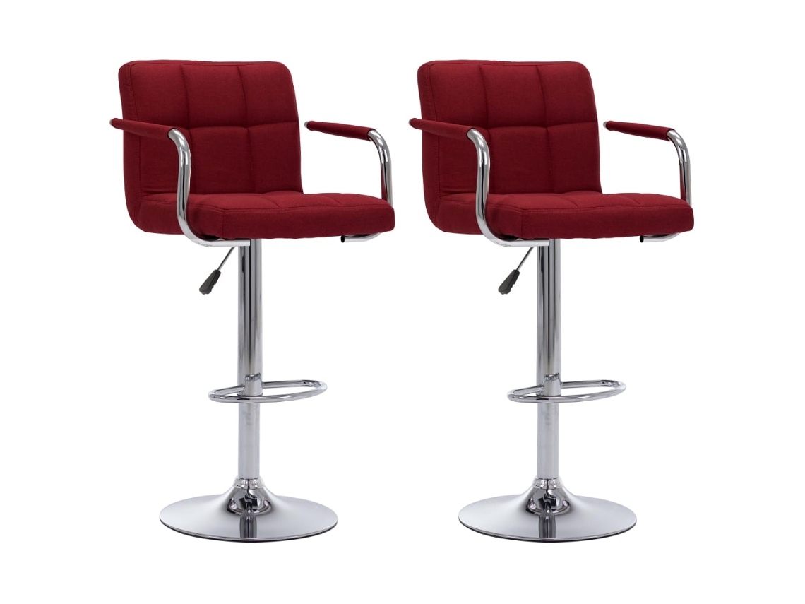 Vidaxl Cadeiras De Bar 2 Pcs Tecido Vermelho Tinto