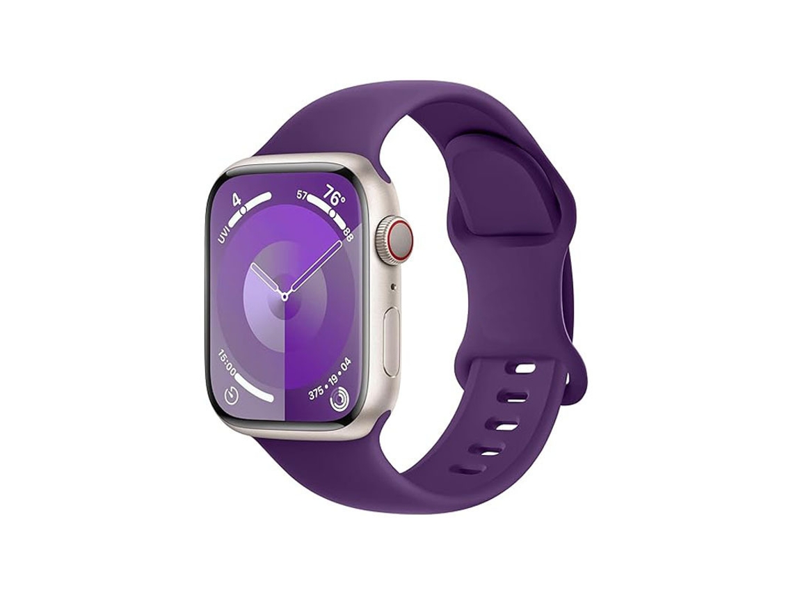 Pulseira de Silicone Halinuia para Apple Watch S1 11/ultra 1 3/se1 2 , Fecho em Formato de Oito, Design Esportivo Respirável,roxo Escuro (42 49 Mm)