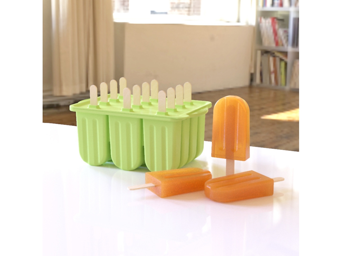 Formas De Picolé Reutilizáveis​​ Silicone Sem Bpa Com 50 Palitos Madeira(