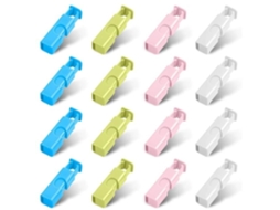 Conjunto De 16 Prendedores Reutilizáveis Para Sacos De Pão E Alimentos, Cor Branco E Azul, Fecho Hermético