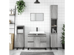 Vidaxl Armário Wc 30x30x100 Cm Derivados De Madeira Sonoma Cinzento