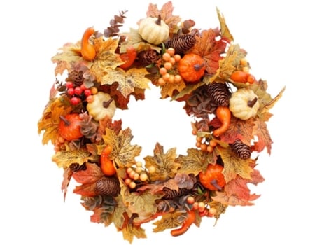 Coroa Outono Artificial Abóboras Folhas Maple Truyuety