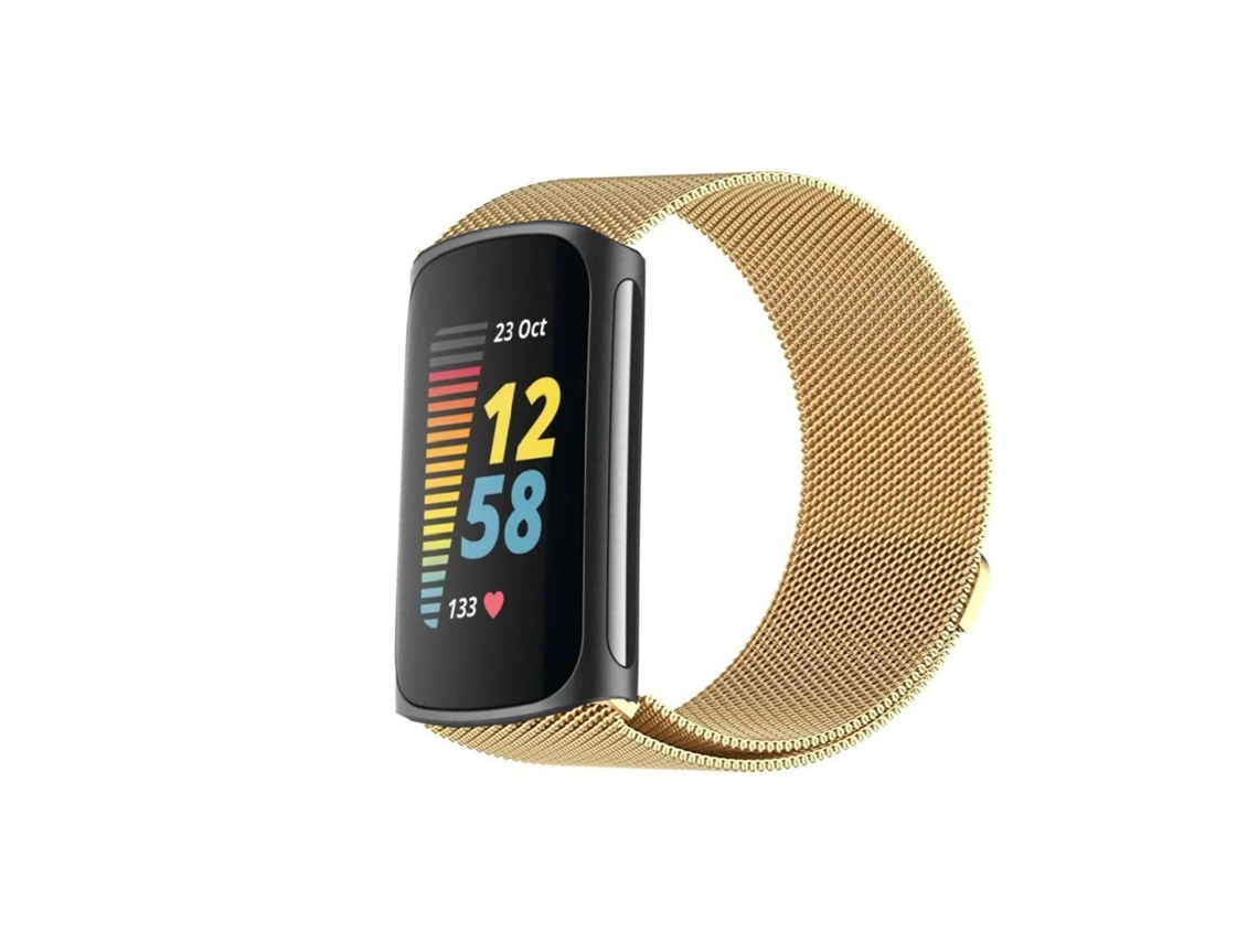 Bracelete Pulseira Milanese Mesh para Fitbit by Google Charge 5 Gold