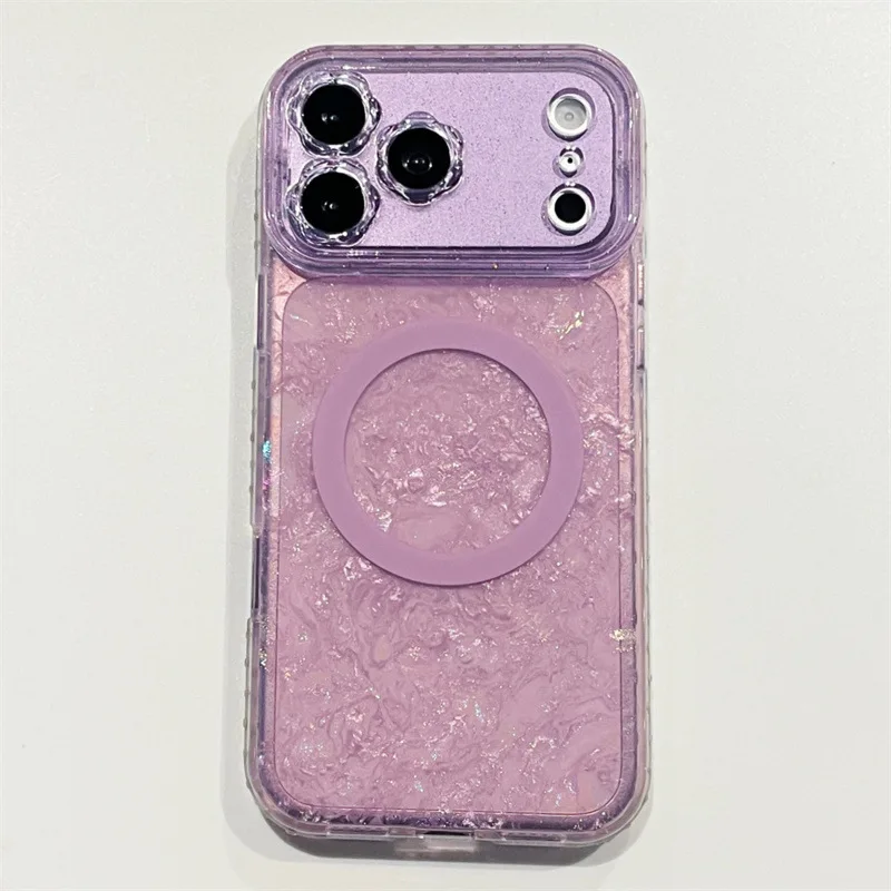 Capa Magnética Para Celular Com Glitter Em Cor Sólida (roxa) Para Iphone 17 Pro, Resistente A Impactos.