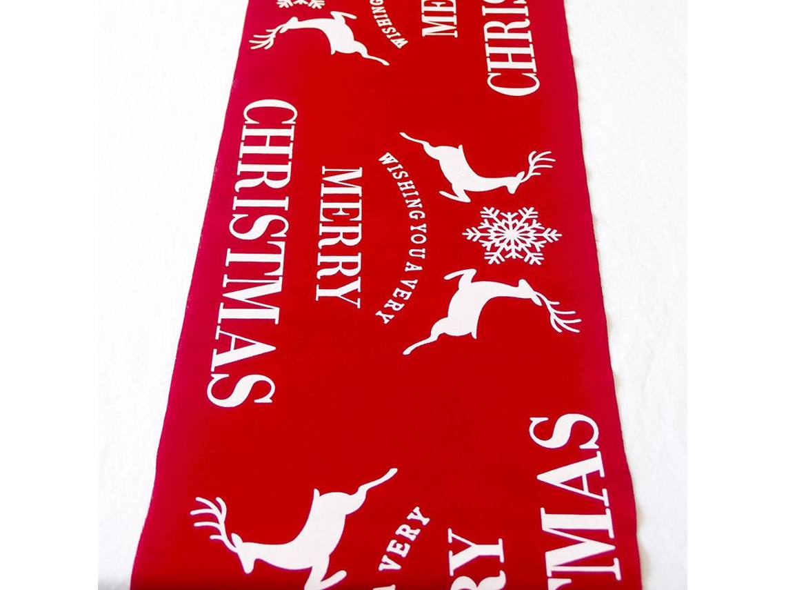 Lurelia Caminho De Mesa Retangular Algodão Linho Vermelho 2cm Natal