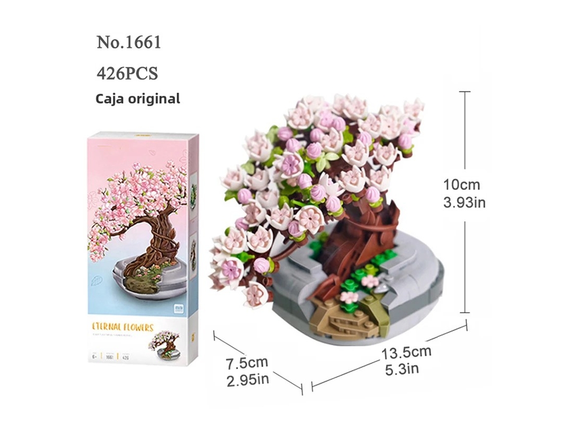 Mini Blocos de Montar Bonsai Árvore de Cerejeira Criativa Blocos de Montar em Plástico Abs Tamanho Miniatura MDUG (estilo 2)