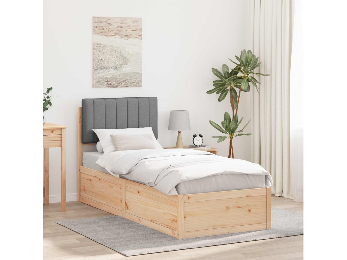 Vidaxl Estrutura de Cama com Cabeceira Estofada Cinzento claro