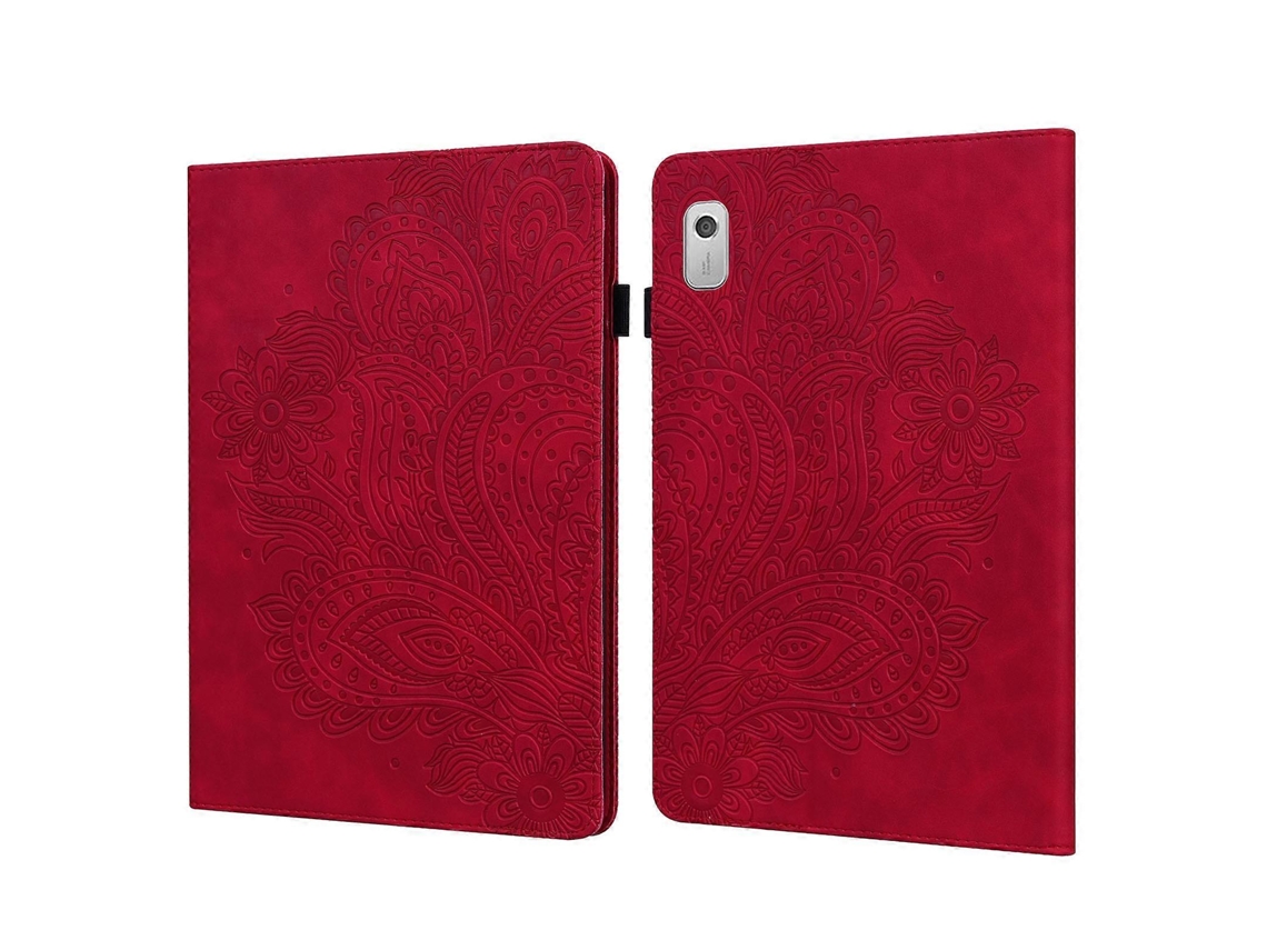 Capa De Couro Com Estampa De Pavão Em Relevo Para Tablet Lenovo Tab M8 4ª Geração Tb-300fu