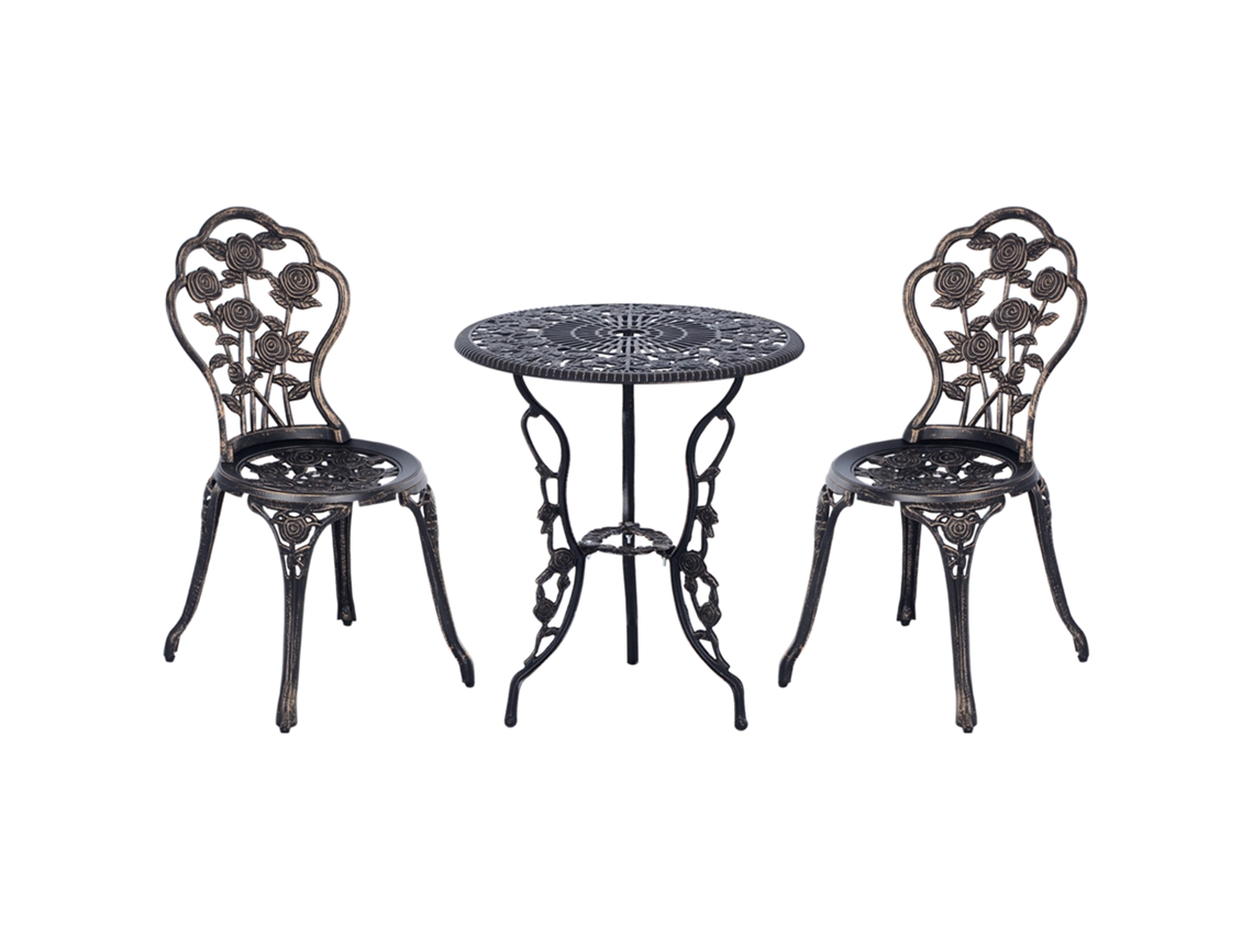 Conjunto Jardim 2p Bronze, Mesa, Cadeiras, Varanda