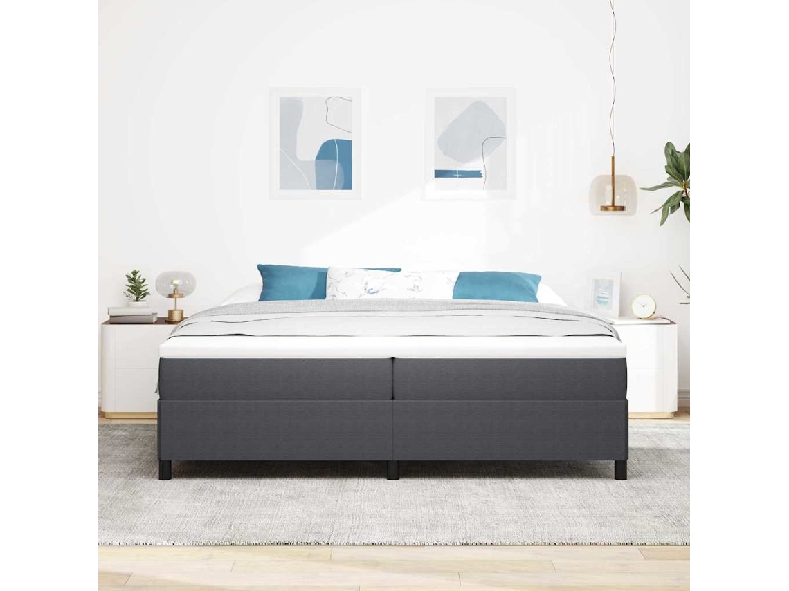 Vidaxl Cama Box Cinzento-escuro 200 X 200 Cm Tecido De Veludo Cotele