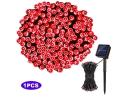 Cordão De Luz Led Solar 100 Leds, 12m, 8 Modos E Ip65 - Vermelho - Eifson