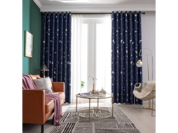 Cortina Blackout 2pc Estrelas Lua Quarto Sala Isolante Calor