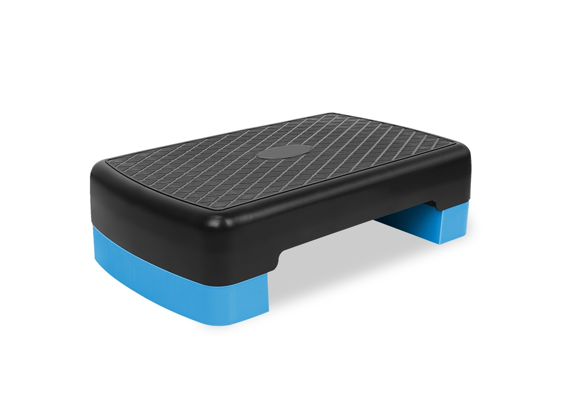 Plataforma de exercícios Step, Step aeróbico de 45 cm (18 polegadas), altura da plataforma ajustável: 10 cm a 15 cm (4 a 6 polegadas), armazenamento conveniente, azul.