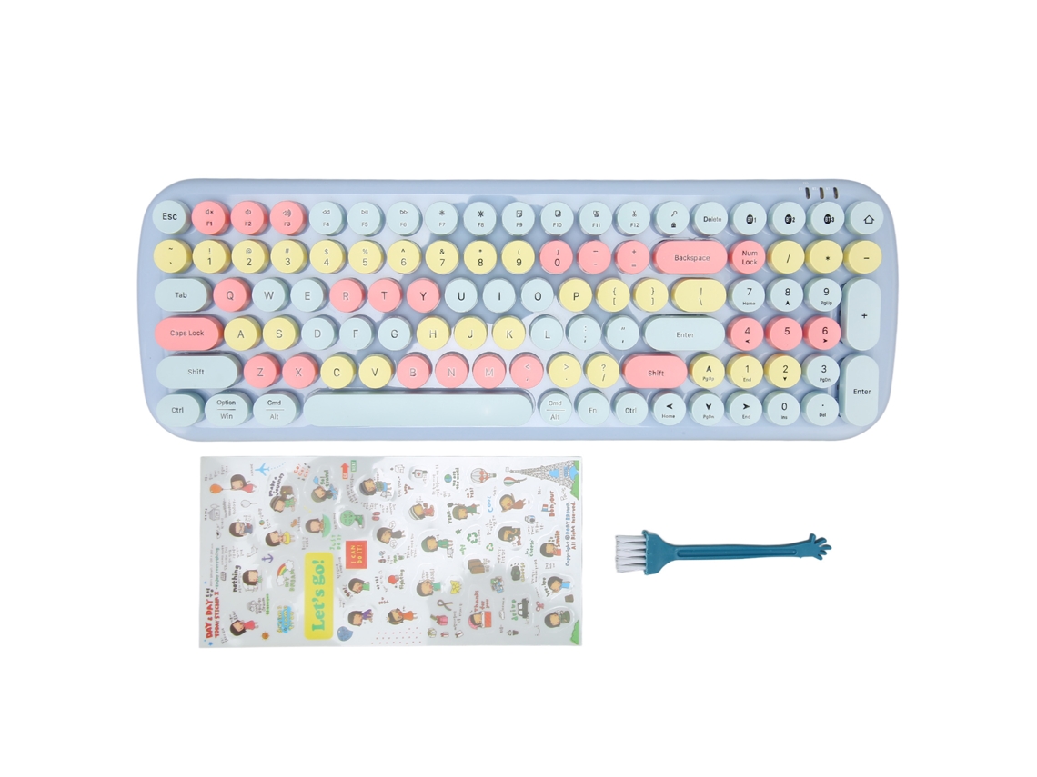 Teclado Bluetooth com 100 Teclas Retro e Teclas Redondas para iOS, Tablets, Smartphones, Windows e Android S/MARCA