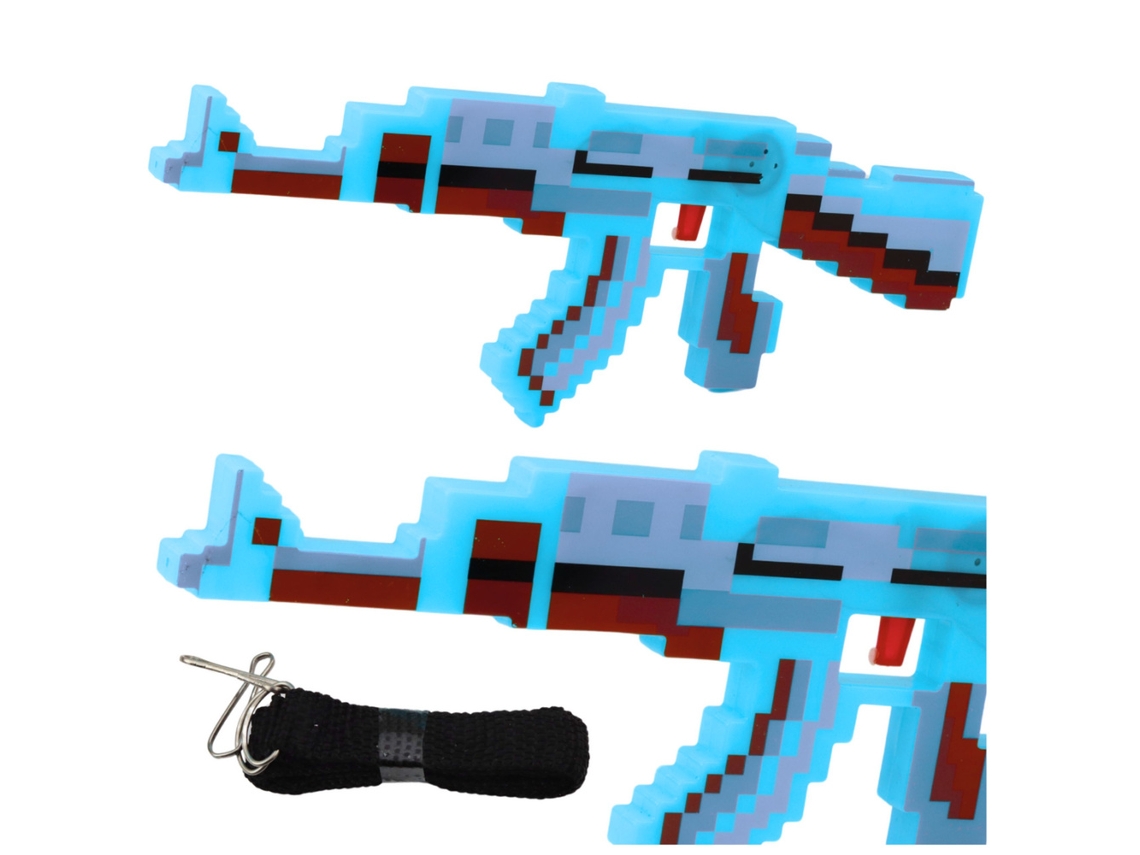 Espingarda Pixel Com Luzes E Sons Azuis De 39 Cm B.active