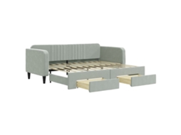 Sofá-cama com gavetão VIDAXL Cinzeto Veludo (90x200 cm)