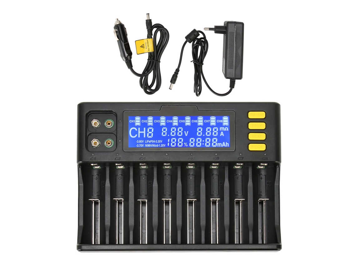 Aetheria carregador de Bateria de Lítio 8 Slots com Tela Lcd Adaptador de Carro para 18650 21700 26650 Nimh Cd