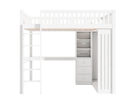 Cama Alta Raumio Madeira Branco (140x200)