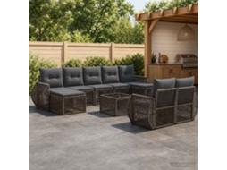 Vidaxl Conjunto De Sofá De Jardim 10 Unid. Cinza E Cinza Escuro