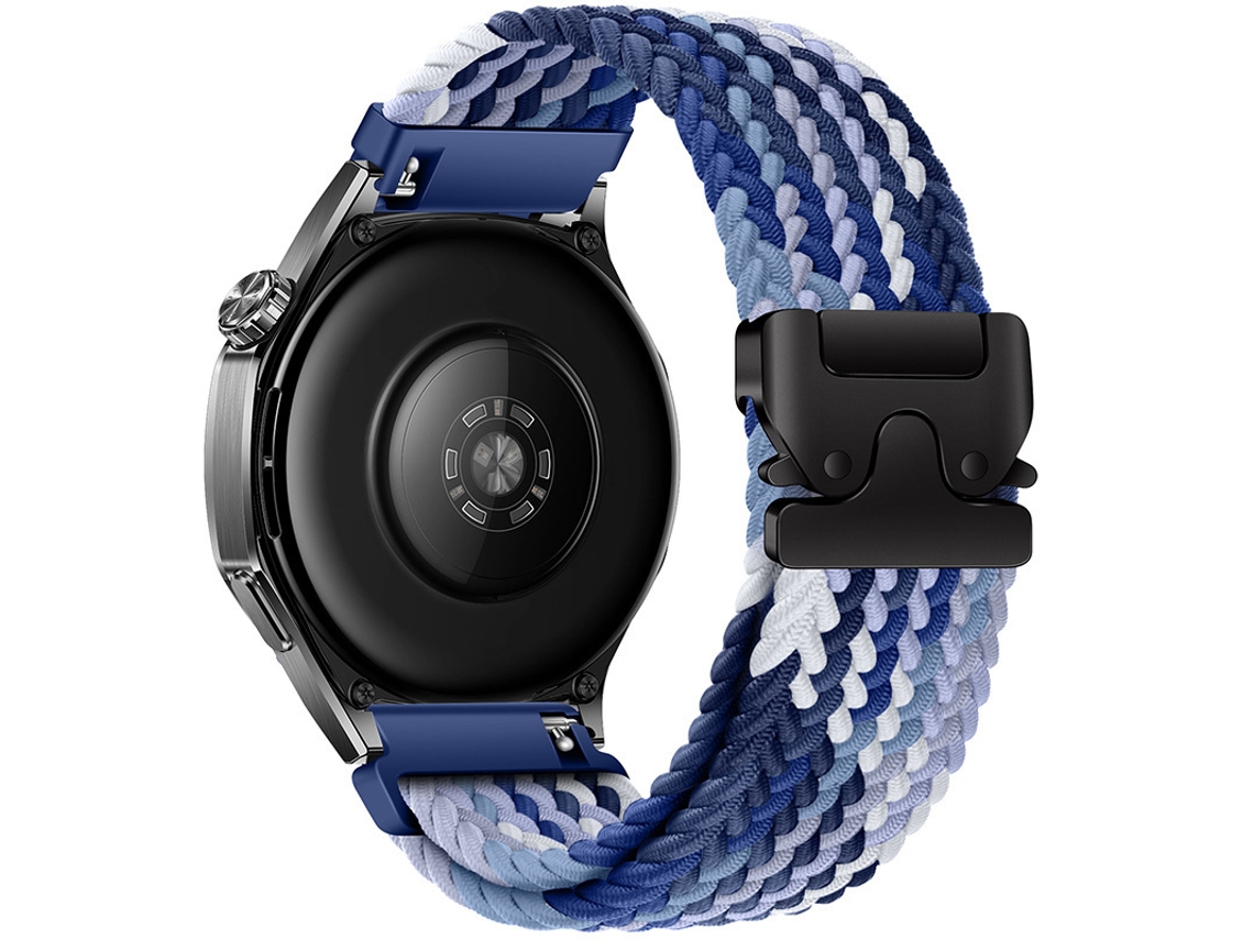 Pulseira Esportiva de Nylon Trançado Con Padrão Arco Íris E Fivela Tipo Paraquedas, Azul Degradê, 18mm, Compativel Compativel