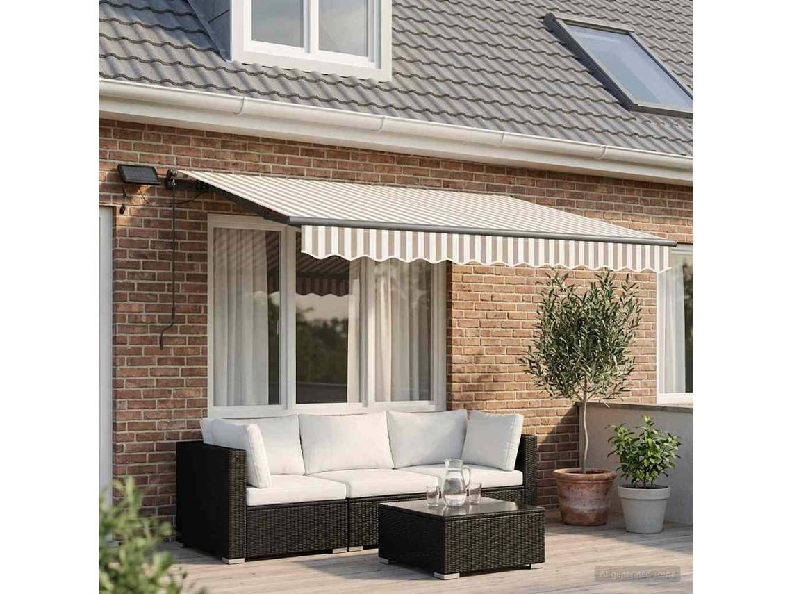 Vidaxl Toldo Retrátil Cinza Claro E Branco 300 X 250 Cm