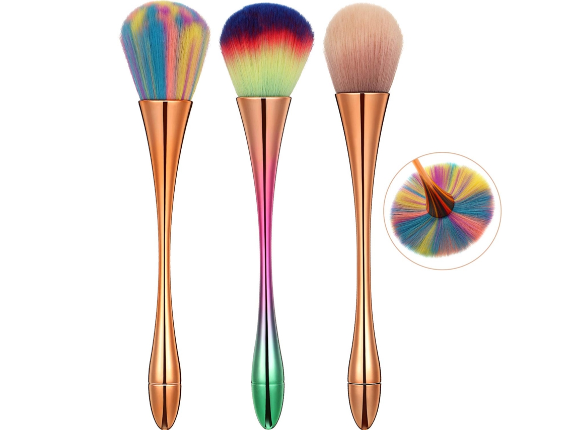 Peças Pincéis Para Pó Mineral Grandes Pincéis Para Arte De Unha Pincéis De Maquiagem Macios E Fofos Pincéis Para Base Kabuki Pincéis Coloridos 3 Cor
