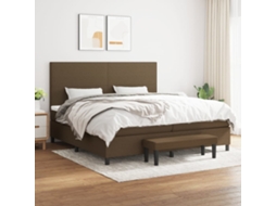 Vidaxl Cama Com Molas/colchão 200x200 Cm Tecido Castanho-escuro