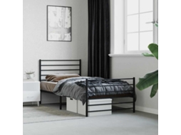 Vidaxl Estrutura De Cama Com Cabeceira E Pés 90x190 Cm Metal Preto