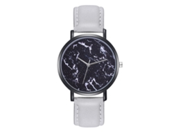 Reloj De Cuarzo Casual Unisex Con Correa De Cuero Pu Dial Redondo Gris