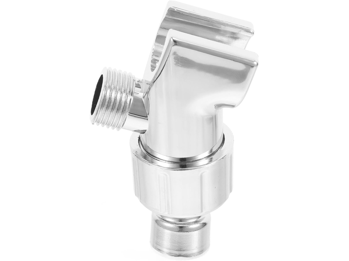 Suporte De Chuveiro Plástico Prateado Com Braço Ajustável