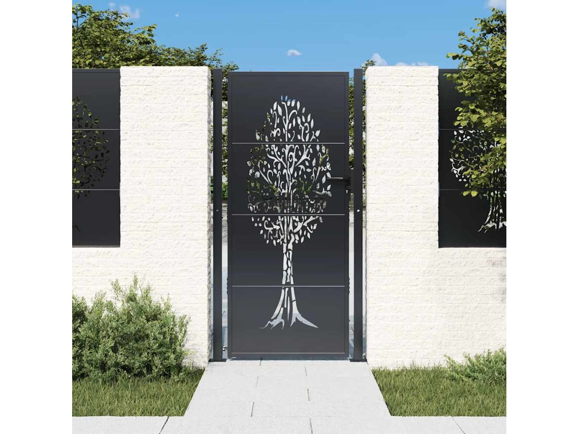 Vidaxl Portão De Jardim Antracite 100x175 Cm Aço Design Árvore