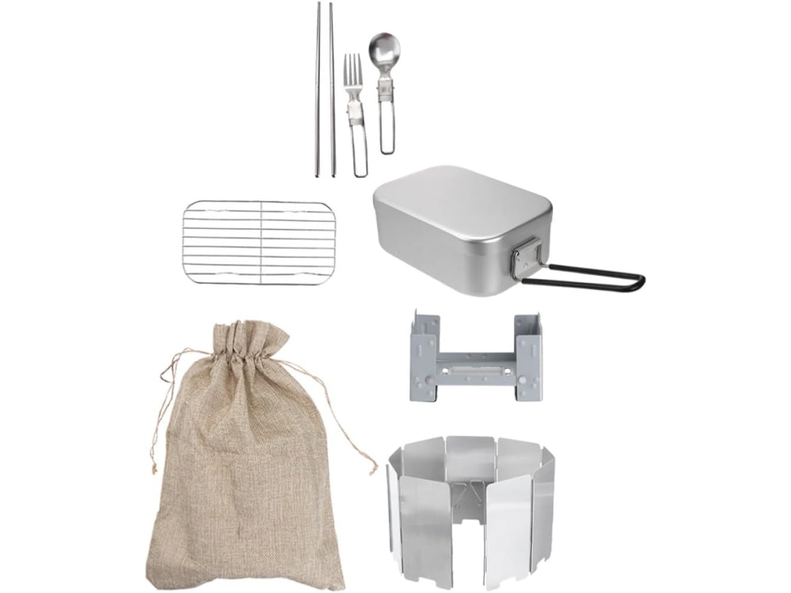 Marmita Bento Box Portátil Com Alça De Alumínio Dobrável Para Camping E Trilhas 1 Unidade, Resistente A Queimaduras