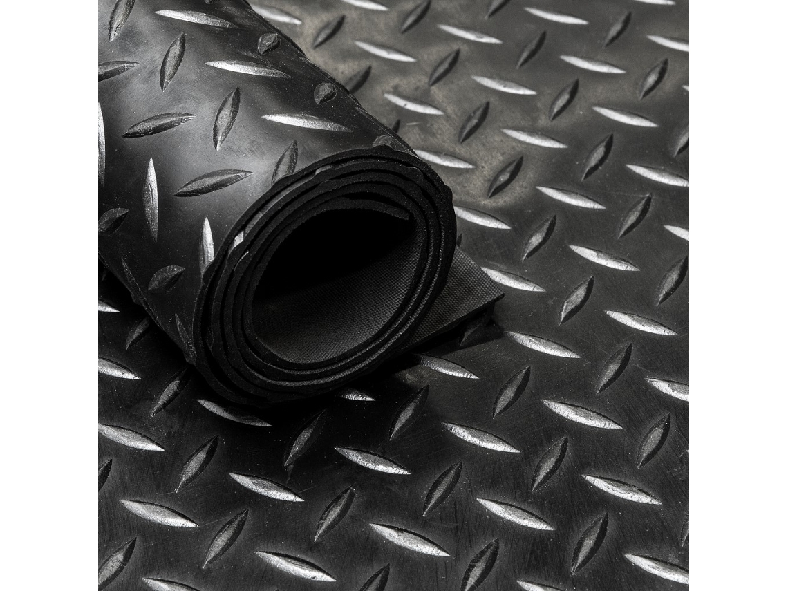 Tapete de Borracha em Rolo Diamond Black 3 Mm Largura 180 Cm