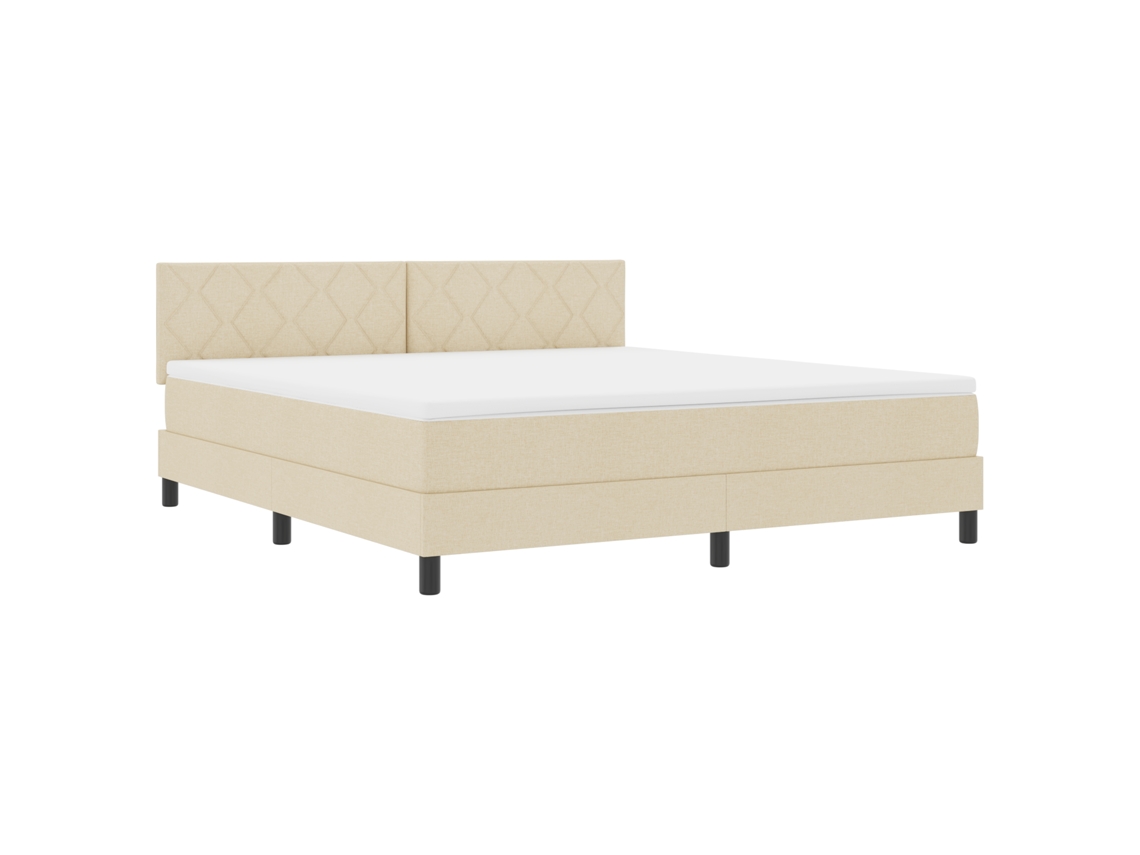 Cama Box  Com Colchão & Led Creme Vidaxl Tecido (180x200 Cm)
