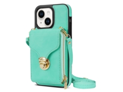 Suporte Casa Inch Menta Para Iphone 13 Mini Pele Sintética Com Porta-cartões Bege