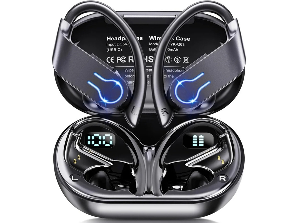 Auscultadores Fios Playtime Dual Power Display Yizhood Bluetooth Preto