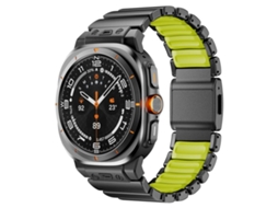 Bracelete Silicone com Fecho Magnético e Revestimento em Aço Inoxidável Preto e Verde para Samsung Galaxy Watch Ultra XIAOMOYU (47mm)