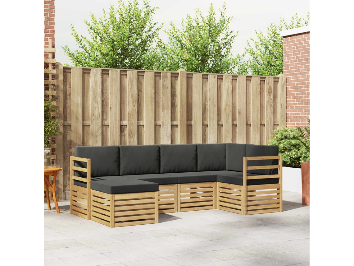 Vidaxl Conjunto De Sofás Para Exterior 6 Unid. Branco E Antracite